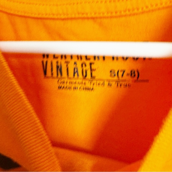 WEATHERPROOF VINTAGE Kids Orange Never Stop Exploring Graphic T-Shirt, Small - Picture 3 of 3